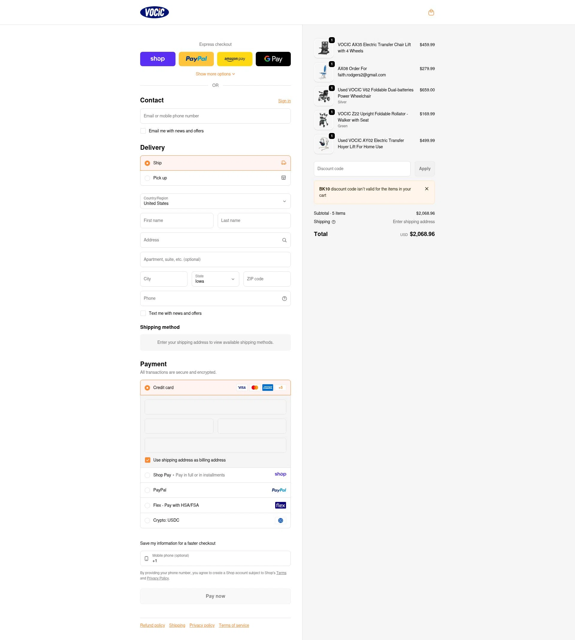 VOCIC checkout page showing VOCIC promo code box | Screenshot taken by SimplyCodes community member on Jan 8, 2026