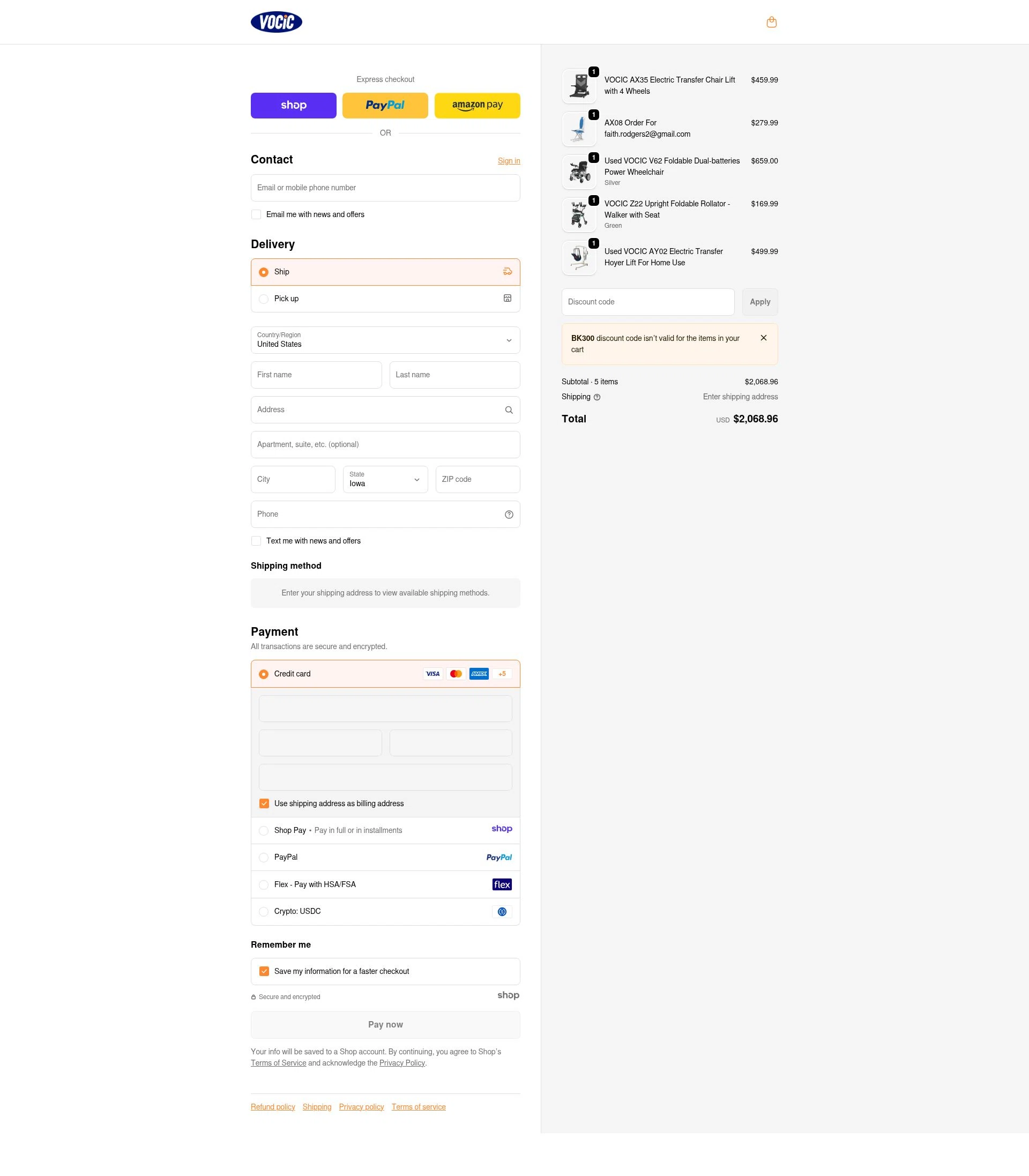 VOCIC checkout page showing VOCIC promo code box | Screenshot taken by SimplyCodes community member on Jan 8, 2026