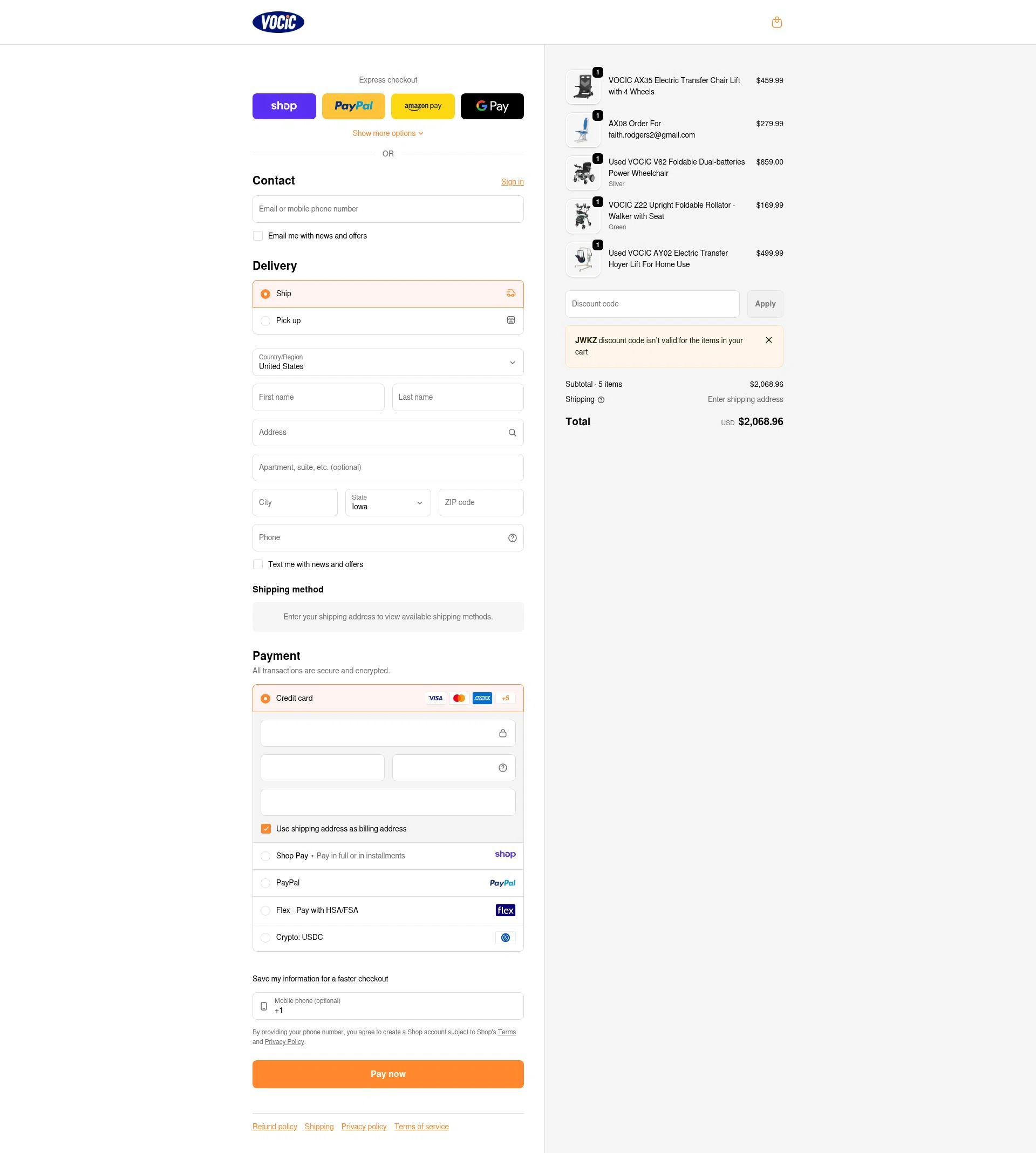 VOCIC checkout page showing VOCIC promo code box | Screenshot taken by SimplyCodes community member on Jan 8, 2026