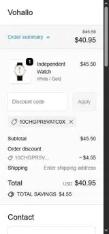 10CHGPR5VATC0X coupon verification screenshot
