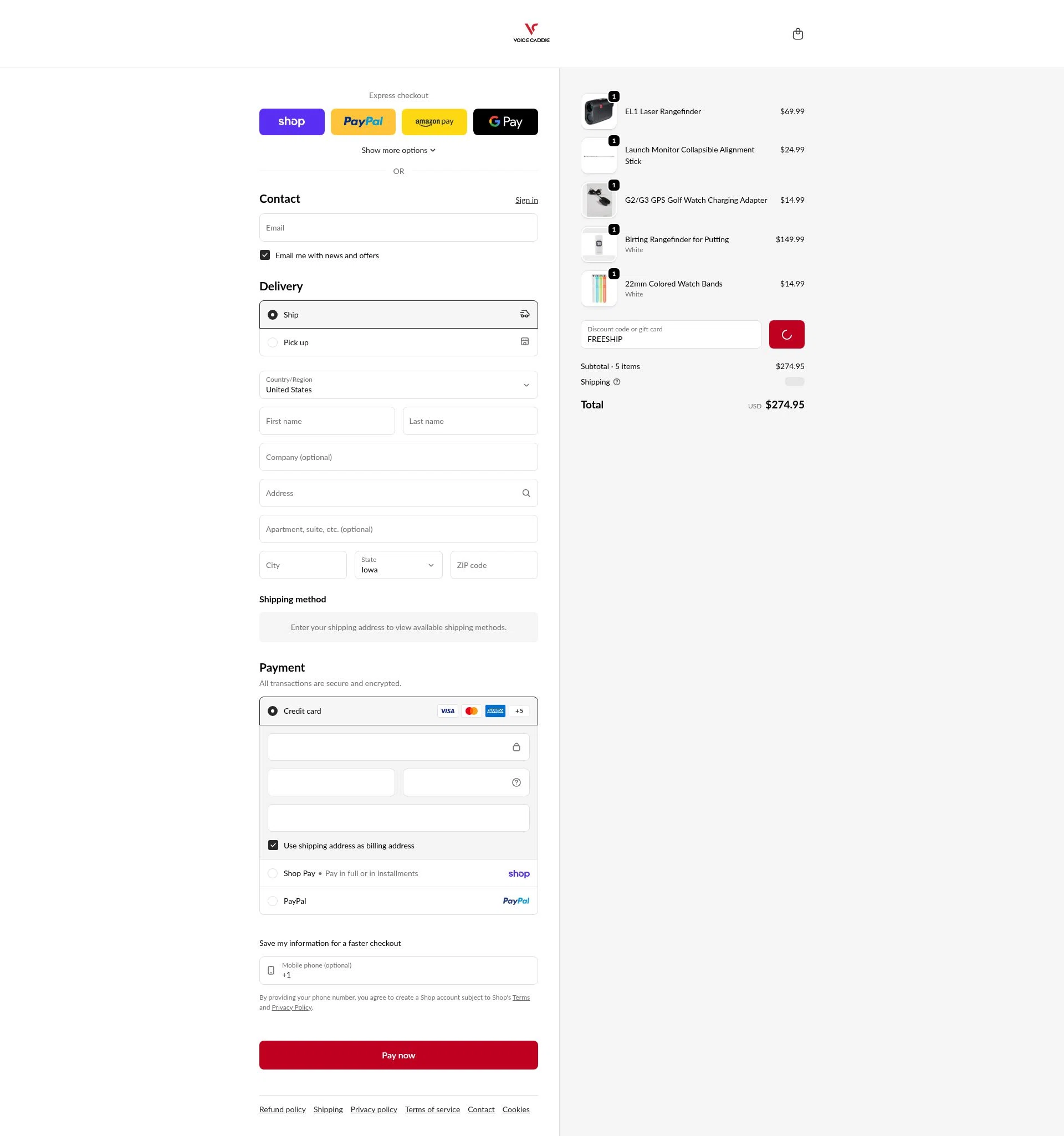 Voice Caddie checkout page showing Voice Caddie discount code box | Screenshot taken by SimplyCodes community member on Feb 4, 2026
