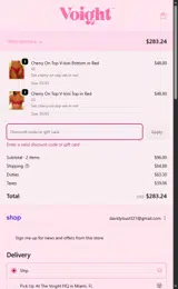 Voight coupon verification screenshot
