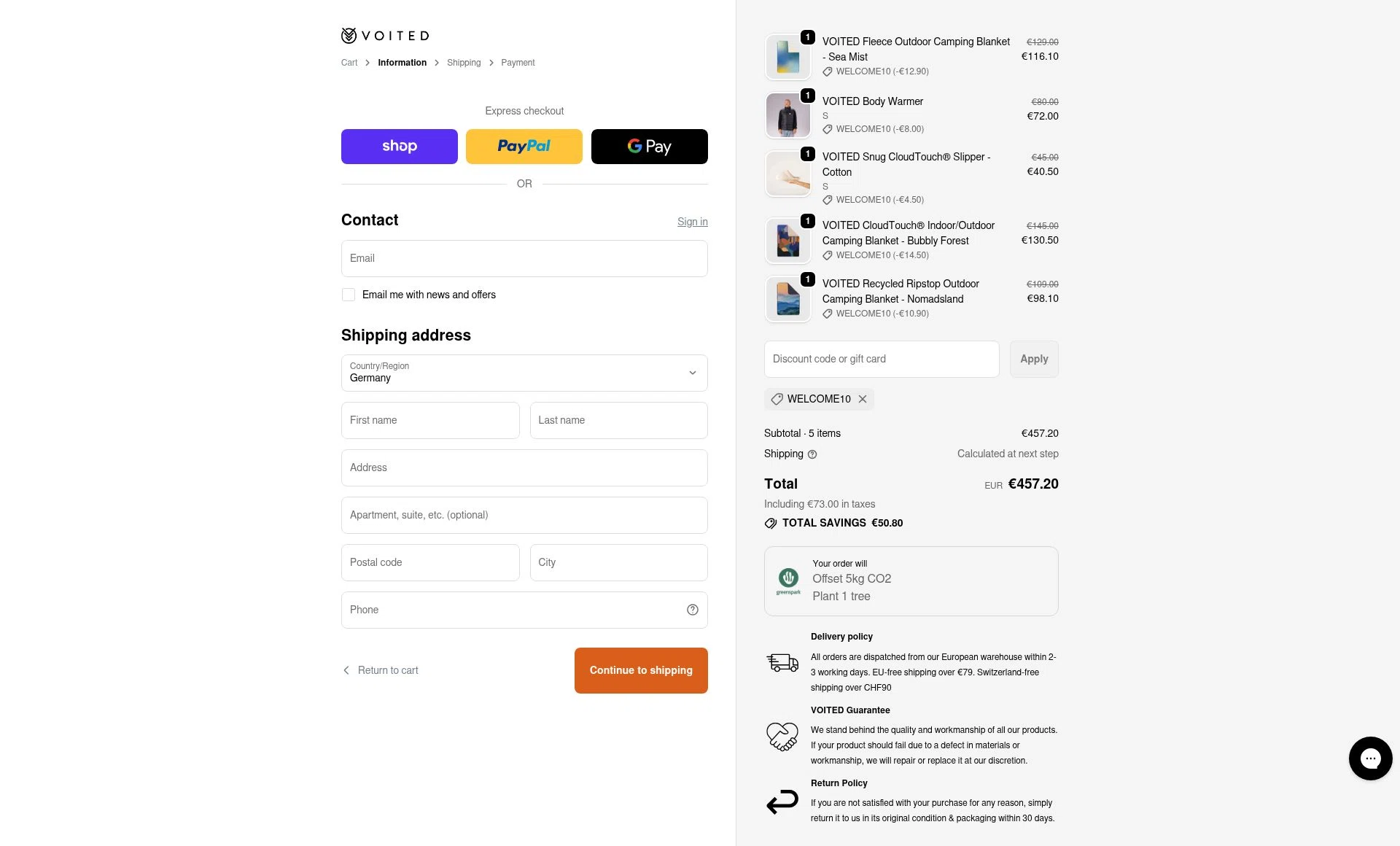 Voited EU checkout page showing Voited EU promo code box | Screenshot taken by SimplyCodes community member on Dec 27, 2025