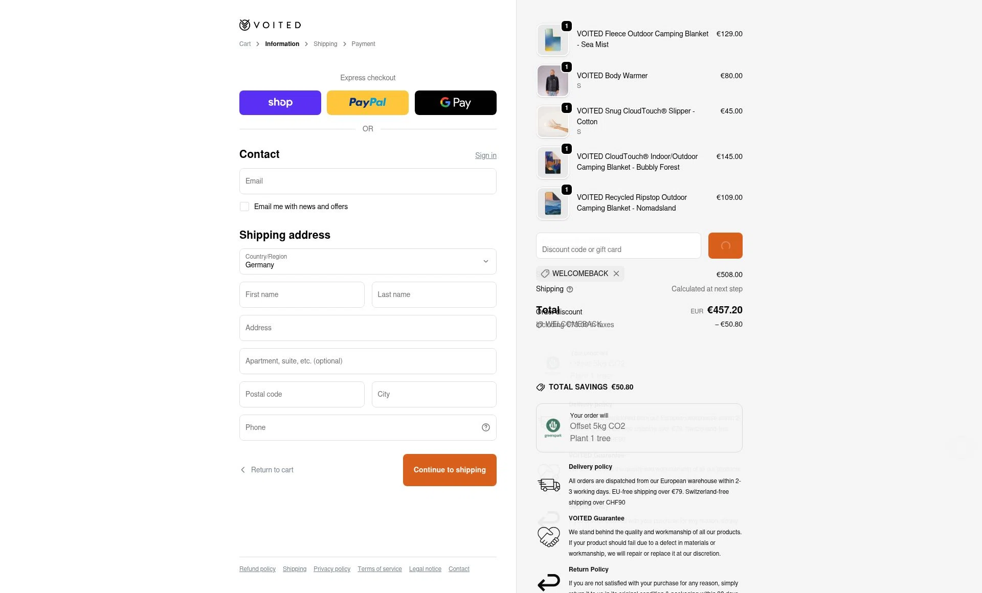 Voited EU checkout page showing Voited EU promo code box | Screenshot taken by SimplyCodes community member on Dec 27, 2025