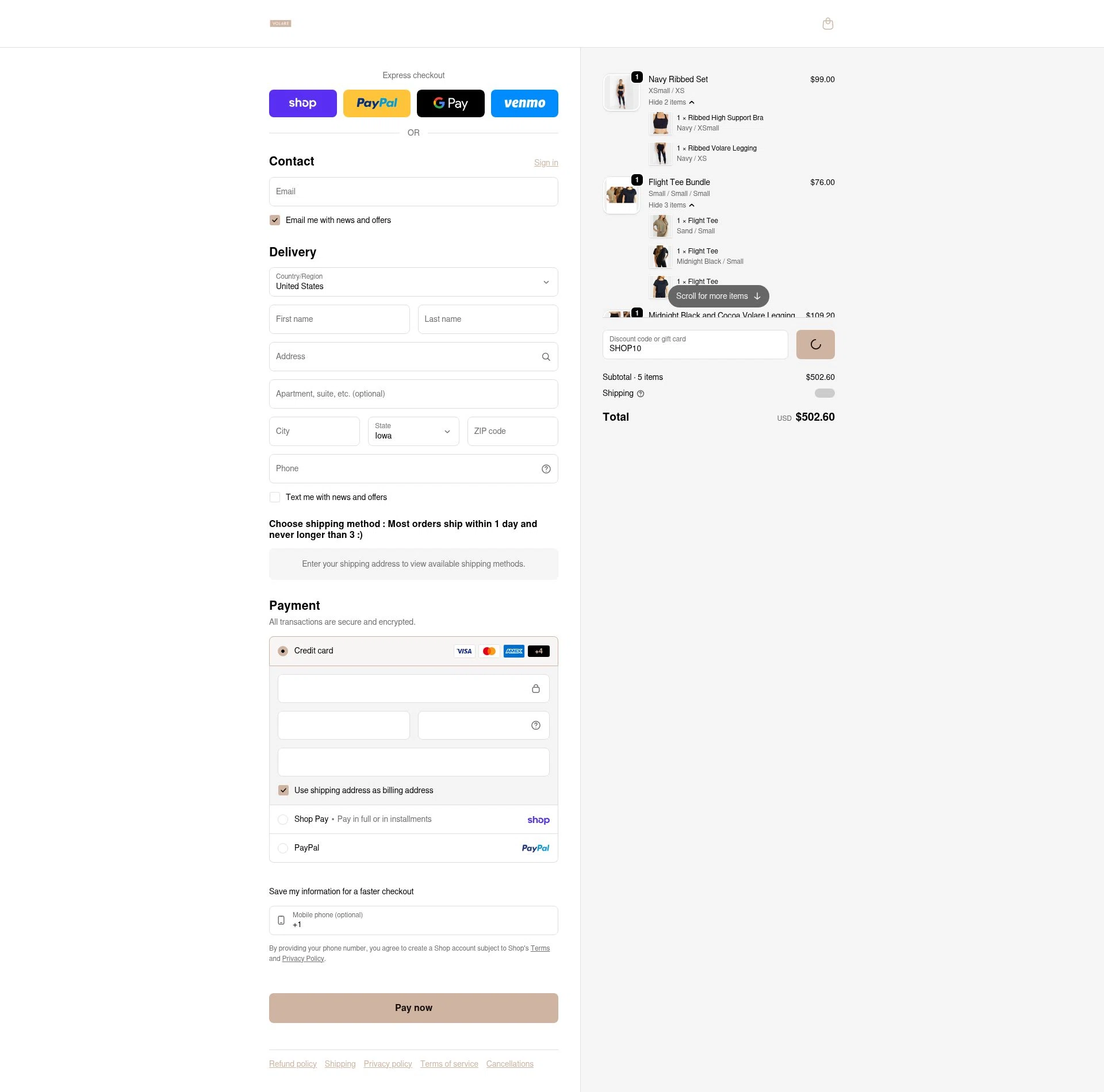 Volare Fitness checkout page showing Volare Fitness promo code box | Screenshot taken by SimplyCodes community member on Feb 14, 2026