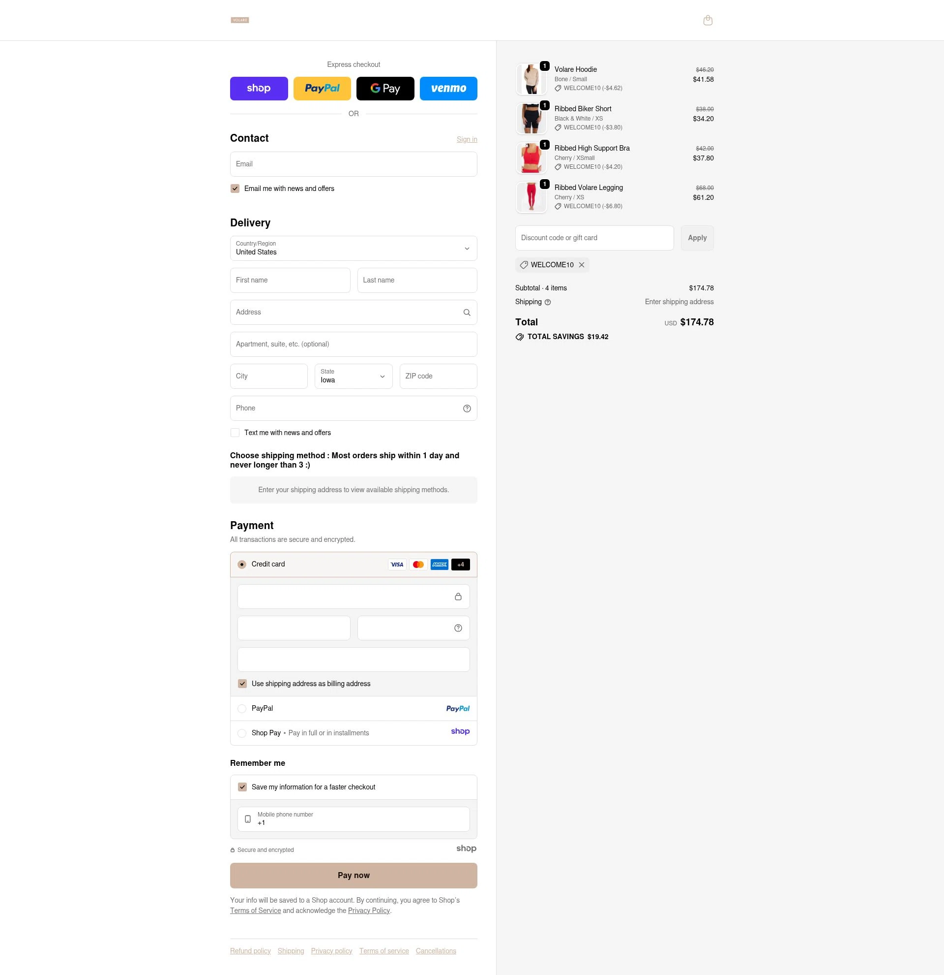 Volare Fitness checkout page showing Volare Fitness promo code box | Screenshot taken by SimplyCodes community member on Dec 12, 2025