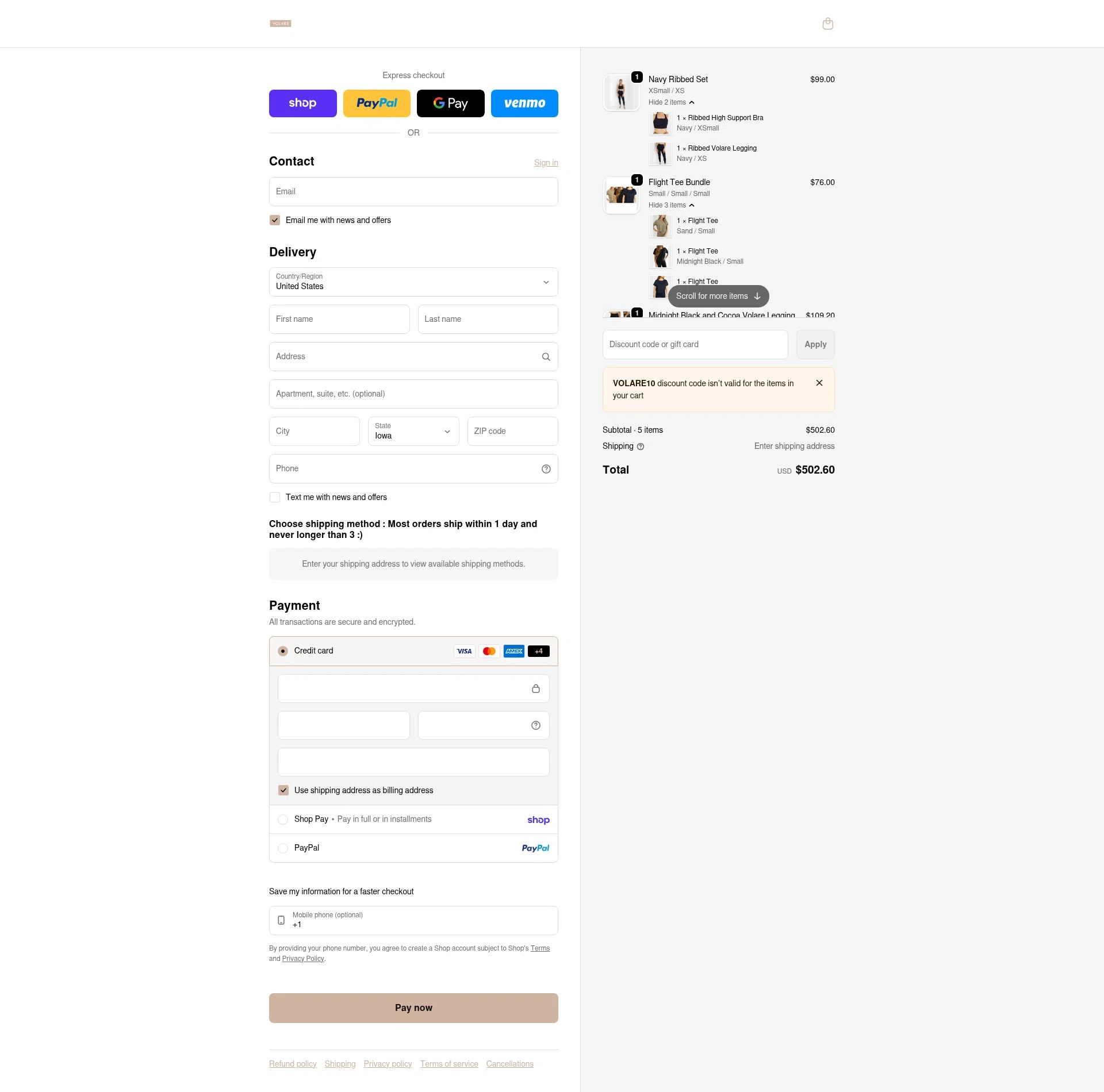 Volare Fitness checkout page showing Volare Fitness promo code box | Screenshot taken by SimplyCodes community member on Feb 6, 2026