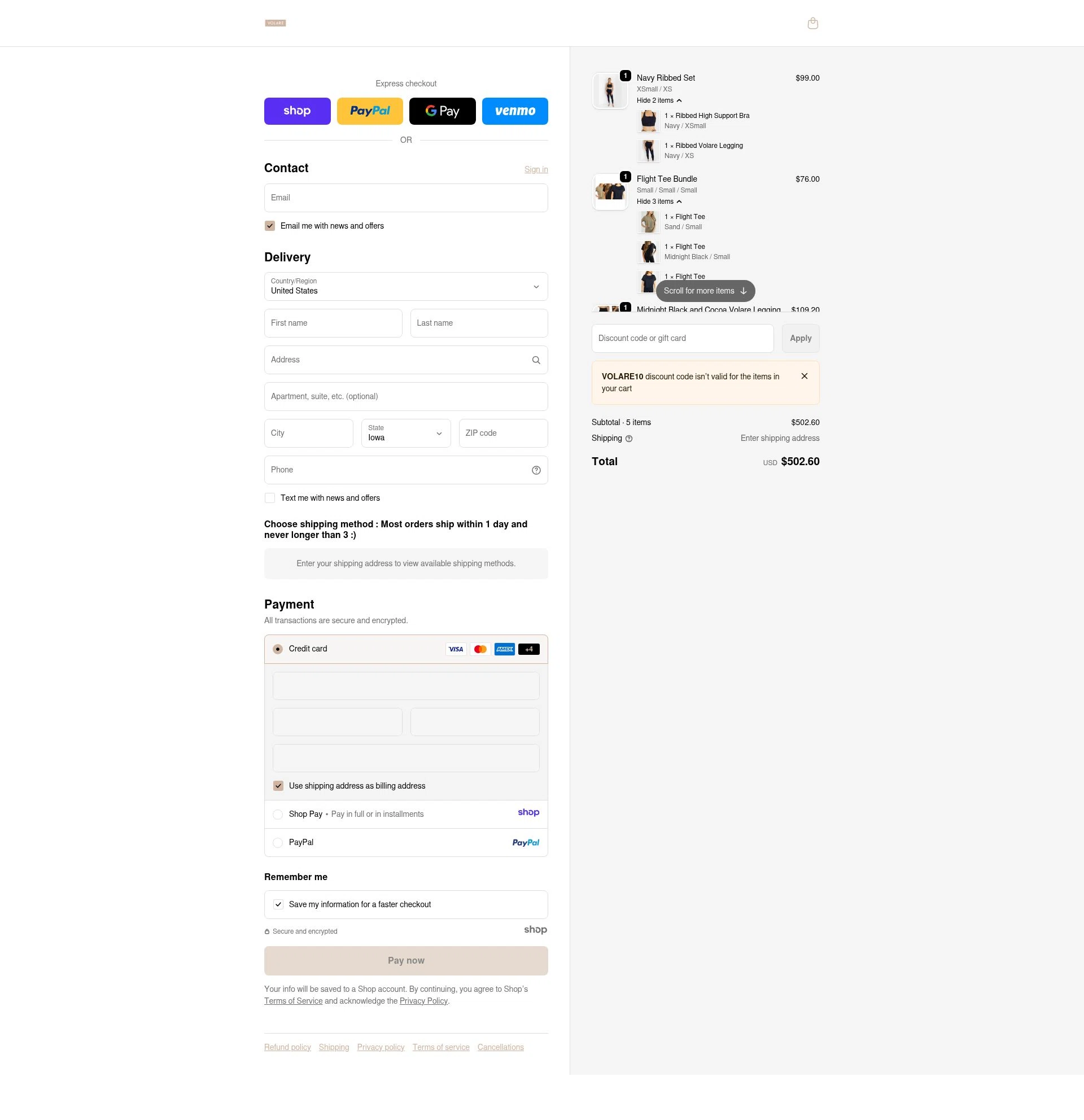 Volare Fitness checkout page showing Volare Fitness promo code box | Screenshot taken by SimplyCodes community member on Jan 13, 2026