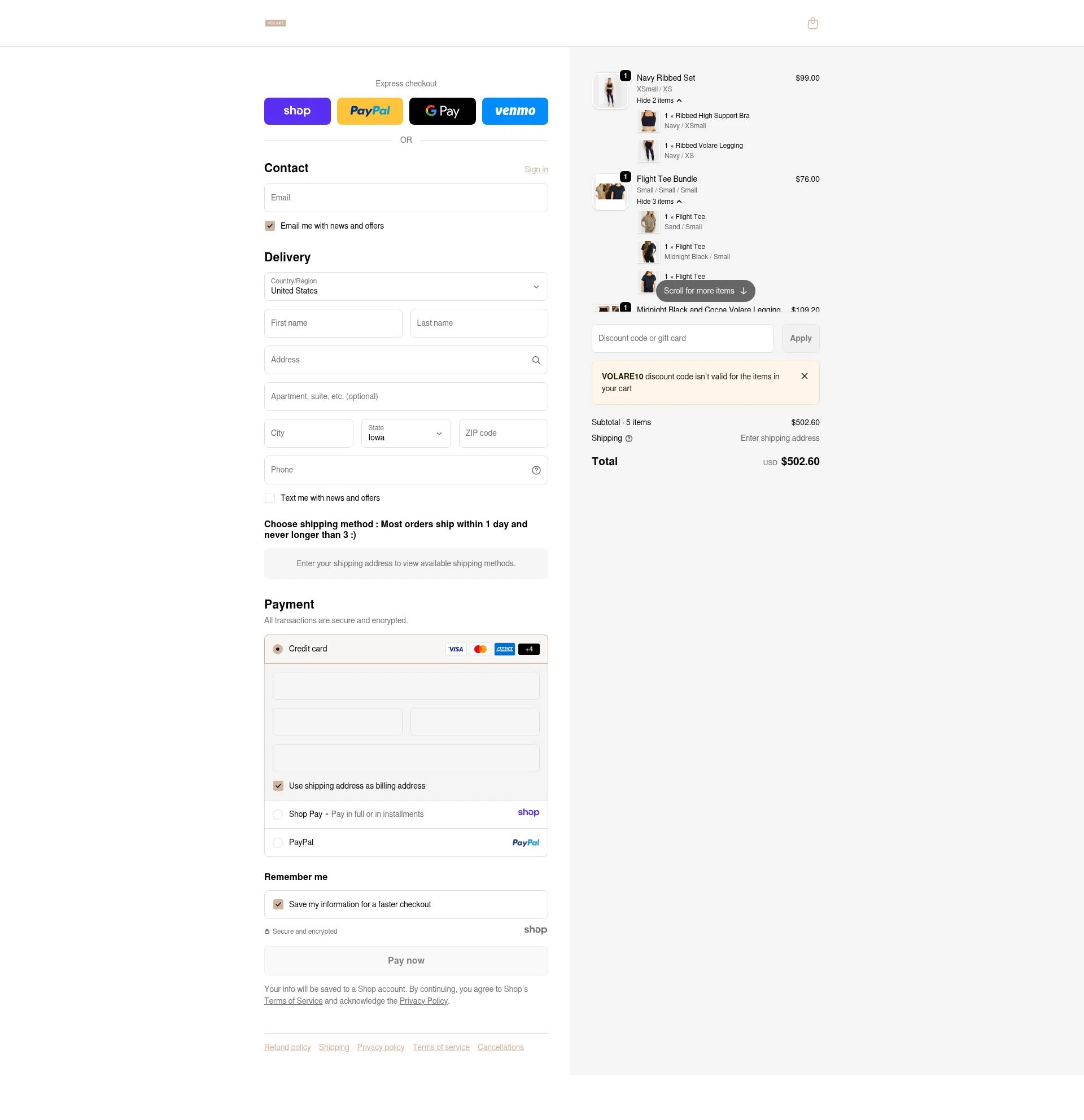 Volare Fitness checkout page showing Volare Fitness promo code box | Screenshot taken by SimplyCodes community member on Dec 24, 2025