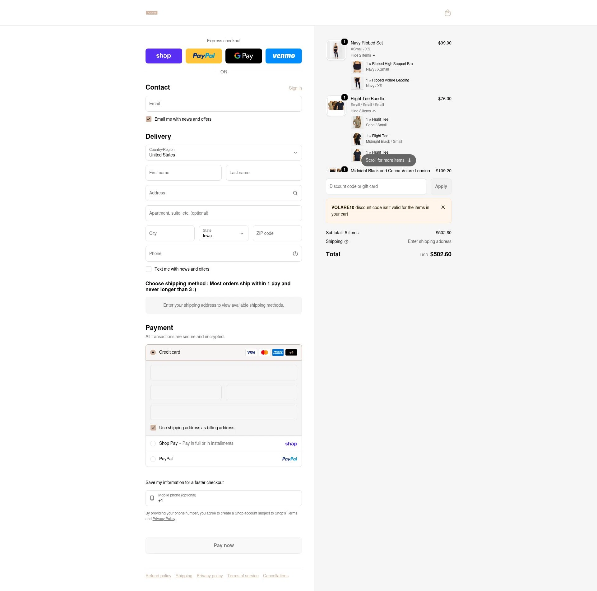 Volare Fitness checkout page showing Volare Fitness promo code box | Screenshot taken by SimplyCodes community member on Feb 1, 2026