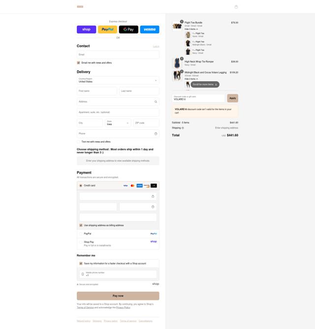 Volare Fitness checkout page showing Volare Fitness promo code box | Screenshot taken by SimplyCodes community member on Sep 9, 2025