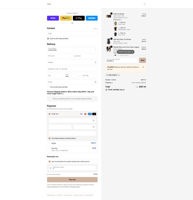 Volare Fitness checkout page showing Volare Fitness promo code box | Screenshot taken by SimplyCodes community member on Oct 4, 2025