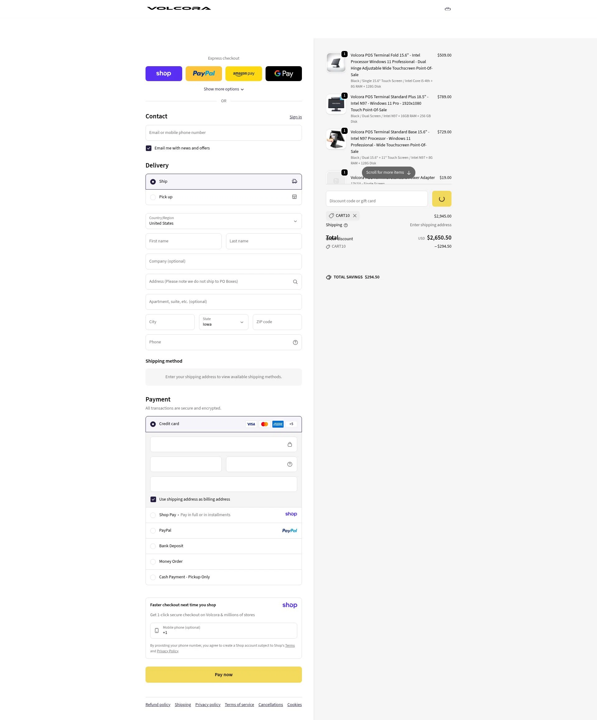 Volcora checkout page showing Volcora promo code box | Screenshot taken by SimplyCodes community member on Jan 10, 2026
