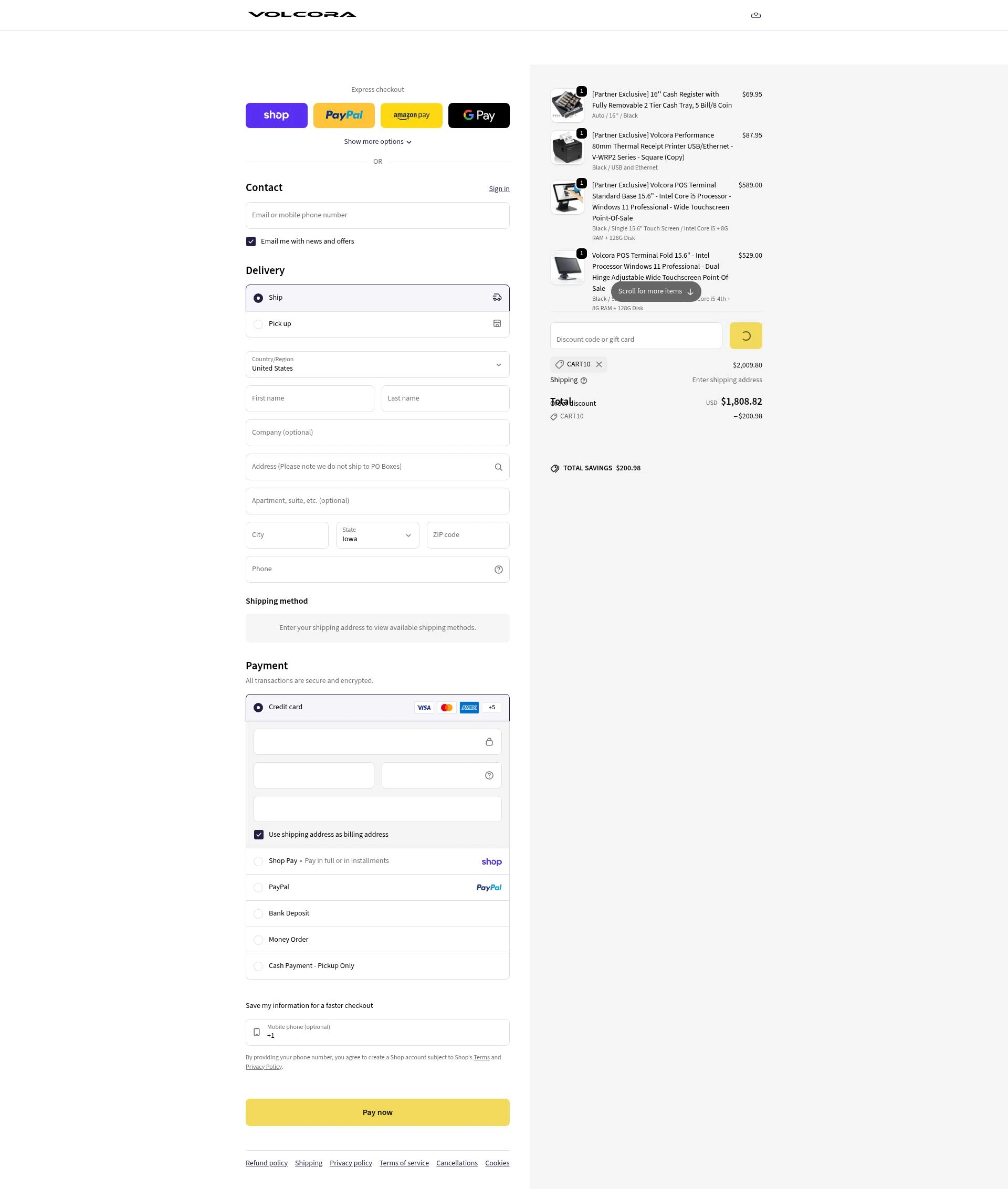 Volcora checkout page showing Volcora promo code box | Screenshot taken by SimplyCodes community member on Feb 7, 2026