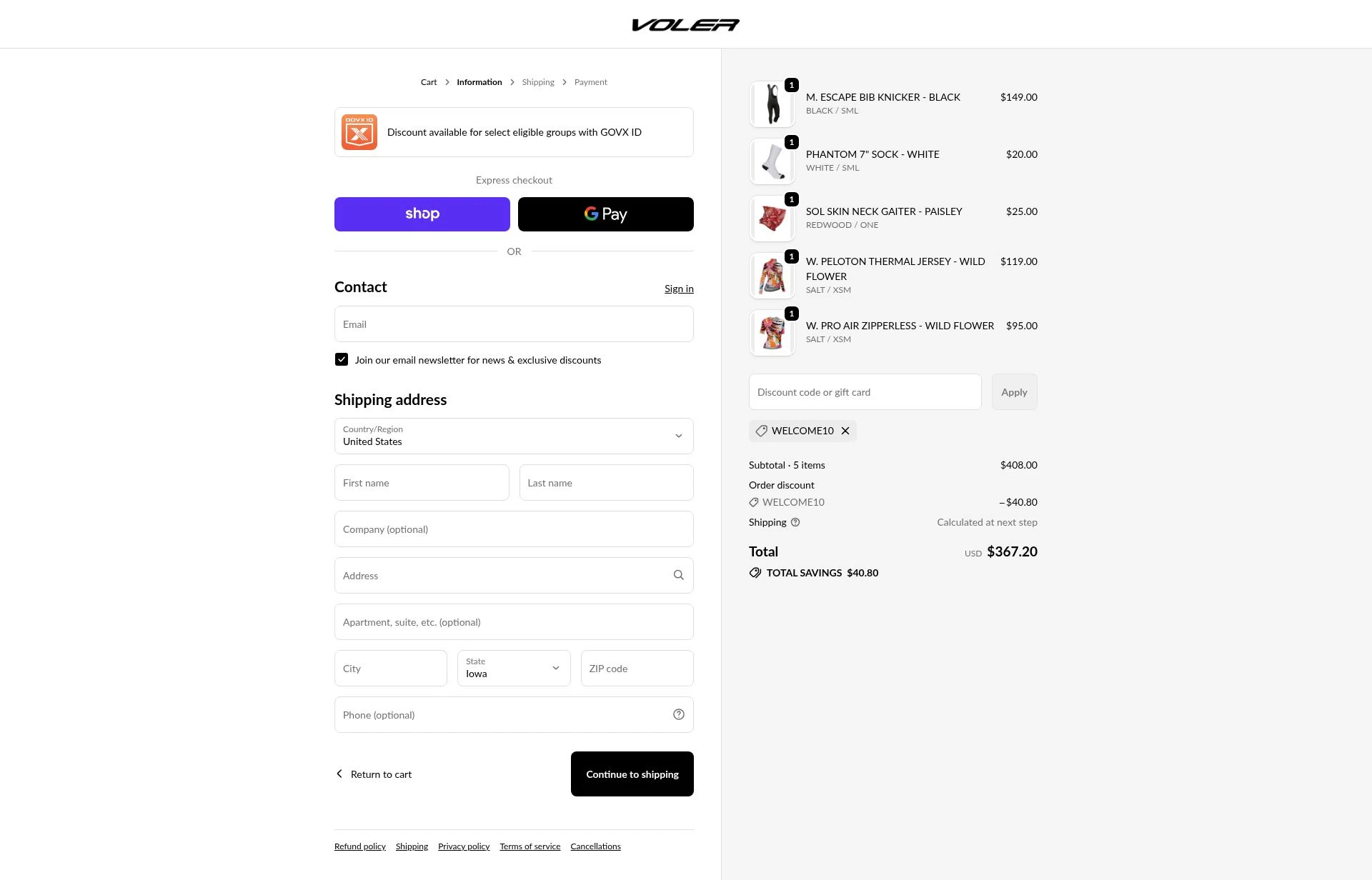 Voler checkout page showing Voler promo code box | Screenshot taken by SimplyCodes community member on Feb 9, 2026