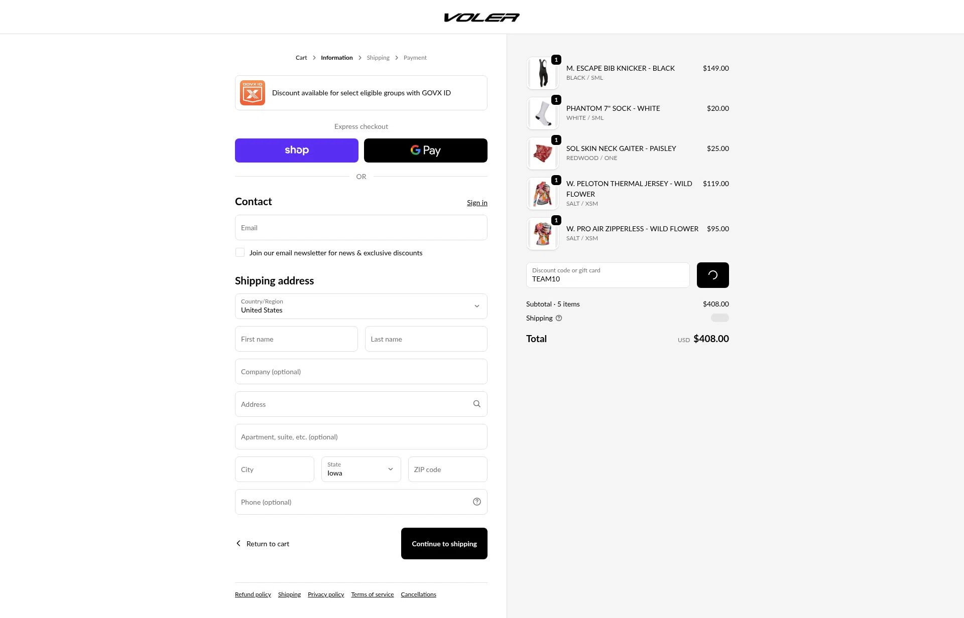 Voler checkout page showing Voler promo code box | Screenshot taken by SimplyCodes community member on Feb 13, 2026