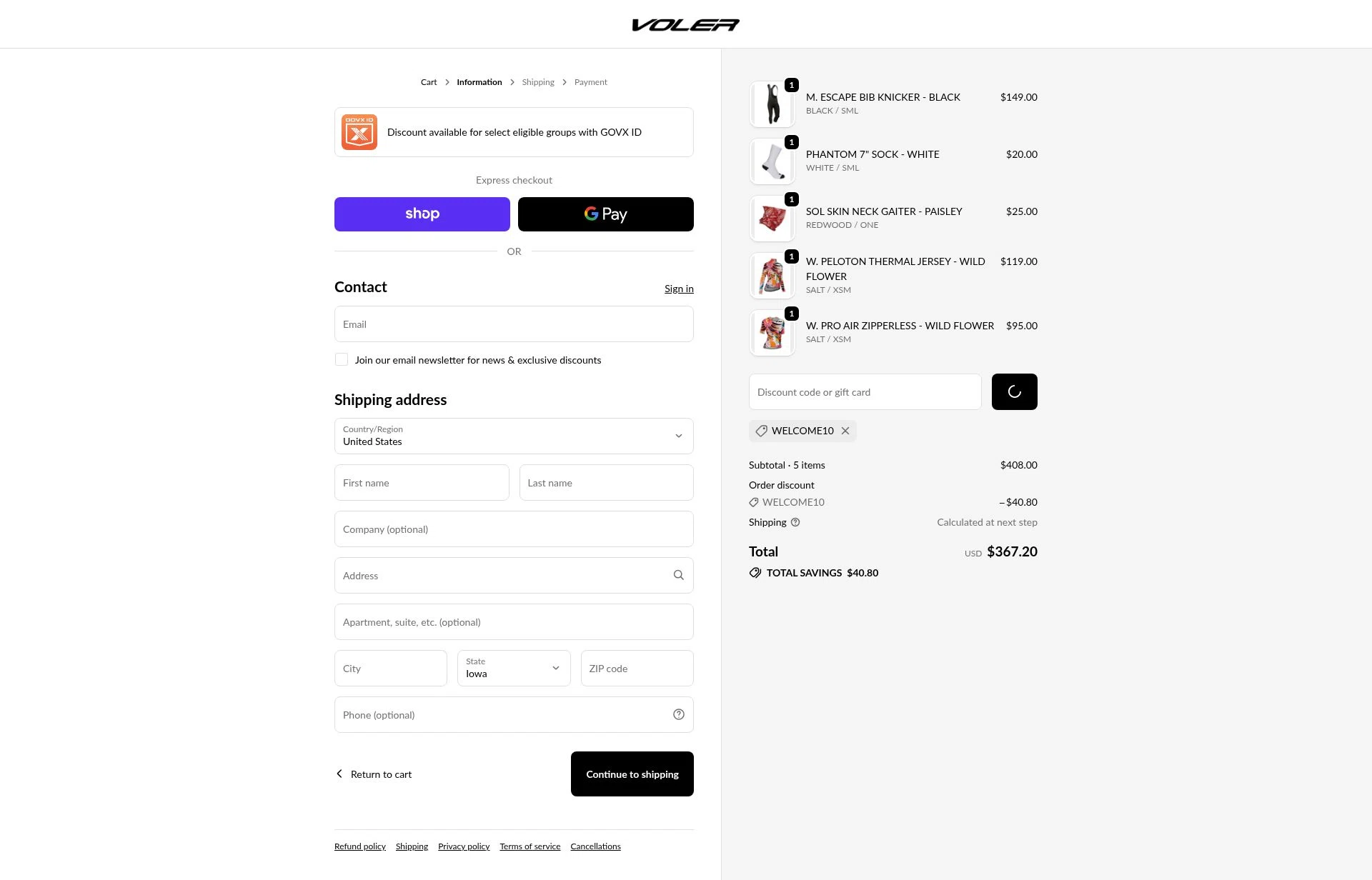 Voler checkout page showing Voler promo code box | Screenshot taken by SimplyCodes community member on Feb 13, 2026