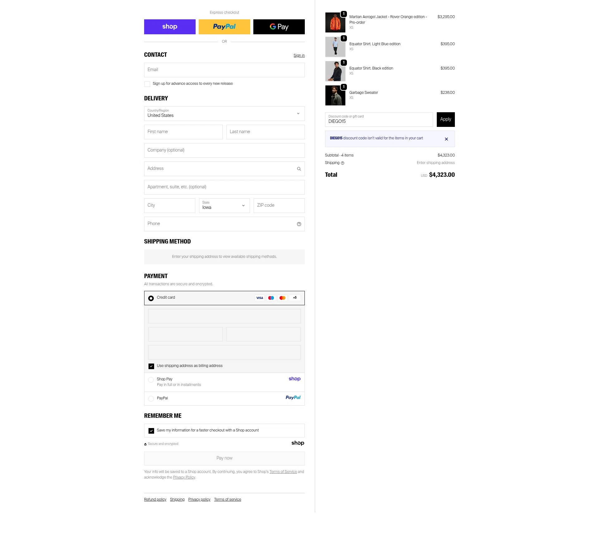 Vollebak checkout page showing Vollebak promo code box | Screenshot taken by SimplyCodes community member on Oct 5, 2025