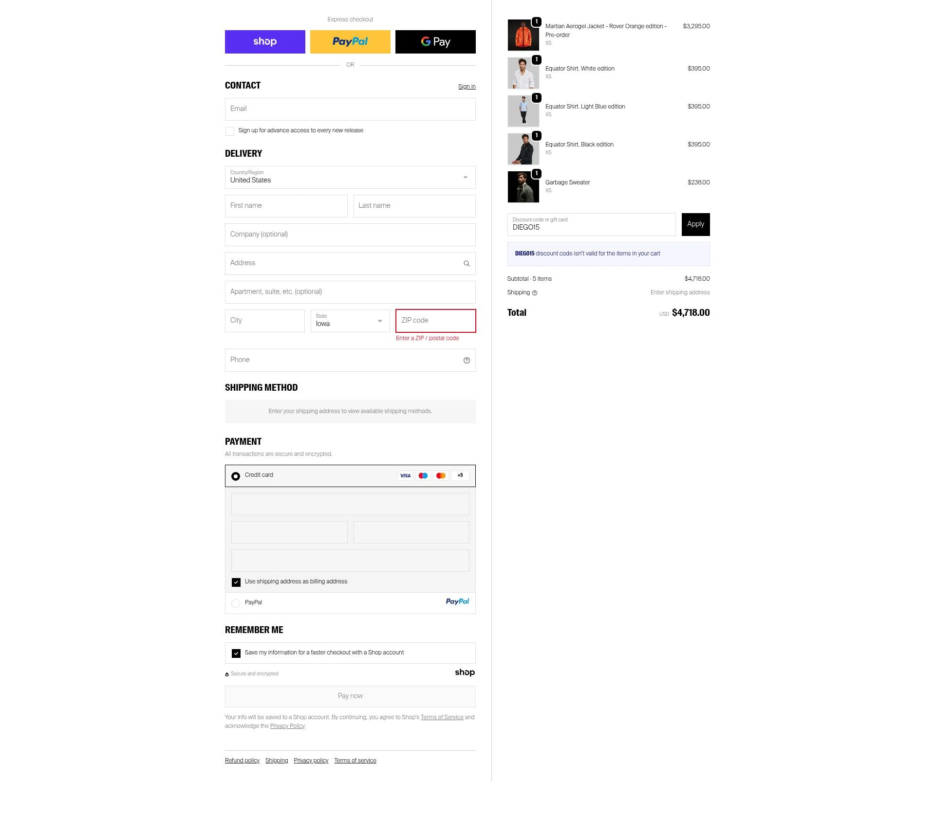 Vollebak checkout page showing Vollebak promo code box | Screenshot taken by SimplyCodes community member on Sep 23, 2025