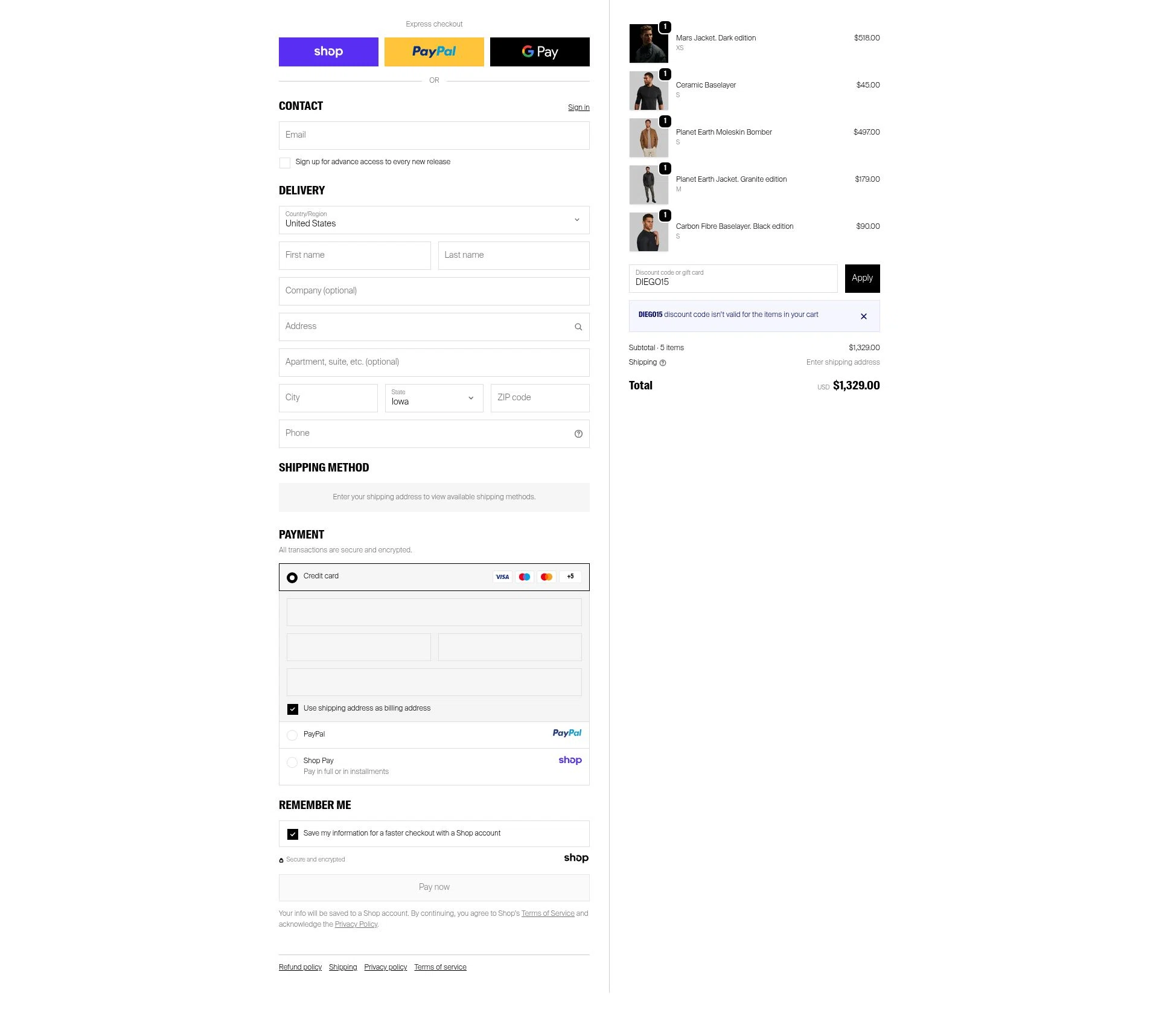 Vollebak checkout page showing Vollebak promo code box | Screenshot taken by SimplyCodes community member on Oct 12, 2025
