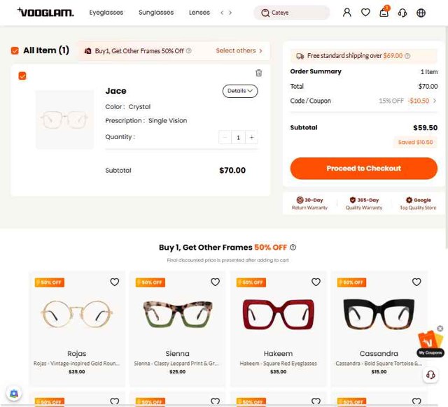 Vooglam checkout page showing Vooglam coupon code box | Screenshot taken by SimplyCodes community member on Sep 5, 2025