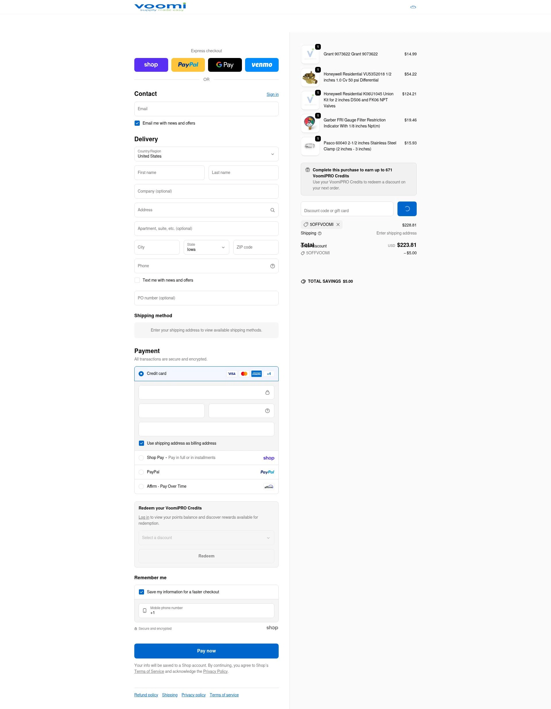 Voomi Supply checkout page showing Voomi Supply discount code box | Screenshot taken by SimplyCodes community member on Jan 22, 2026