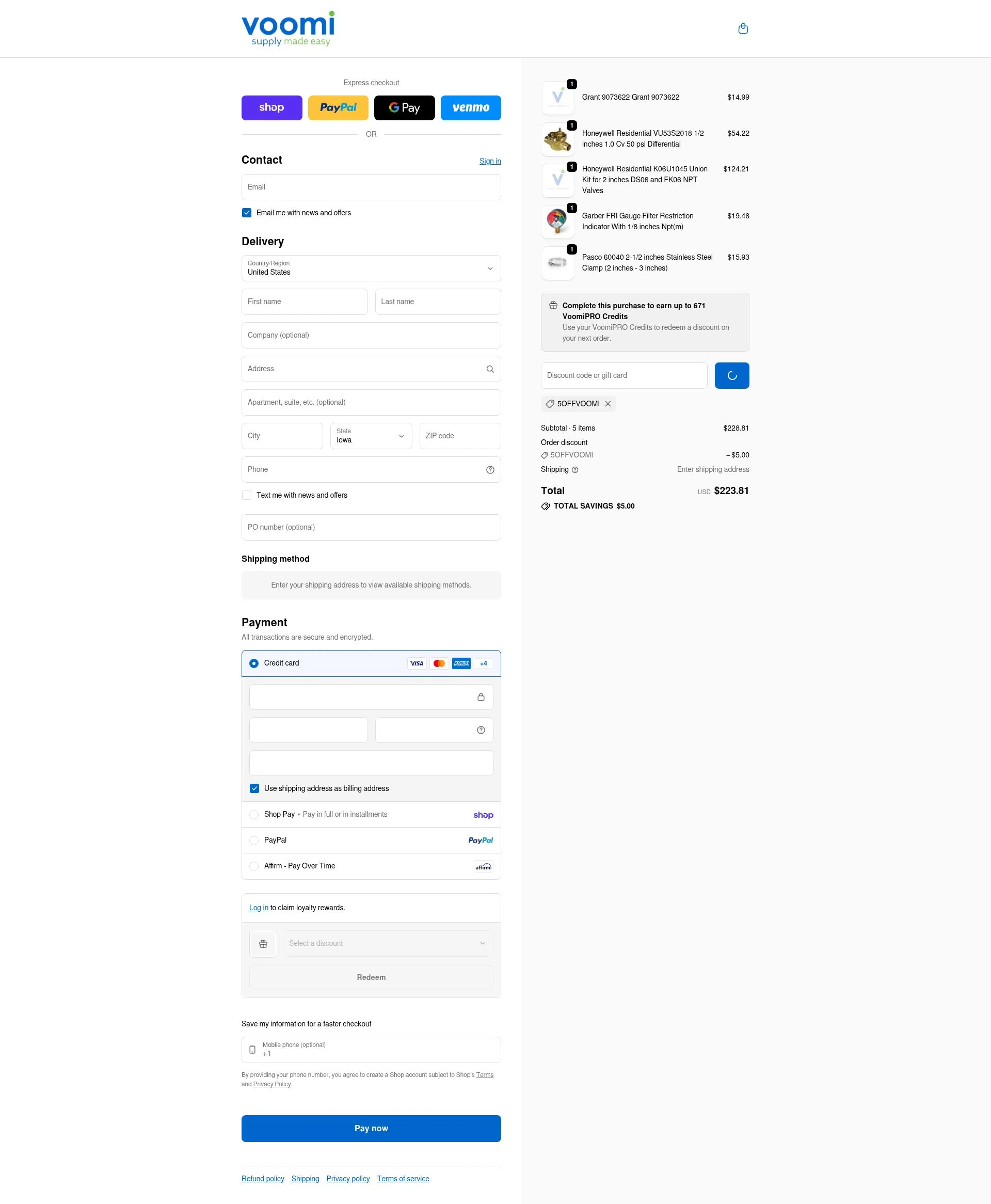 Voomi Supply checkout page showing Voomi Supply discount code box | Screenshot taken by SimplyCodes community member on Feb 4, 2026