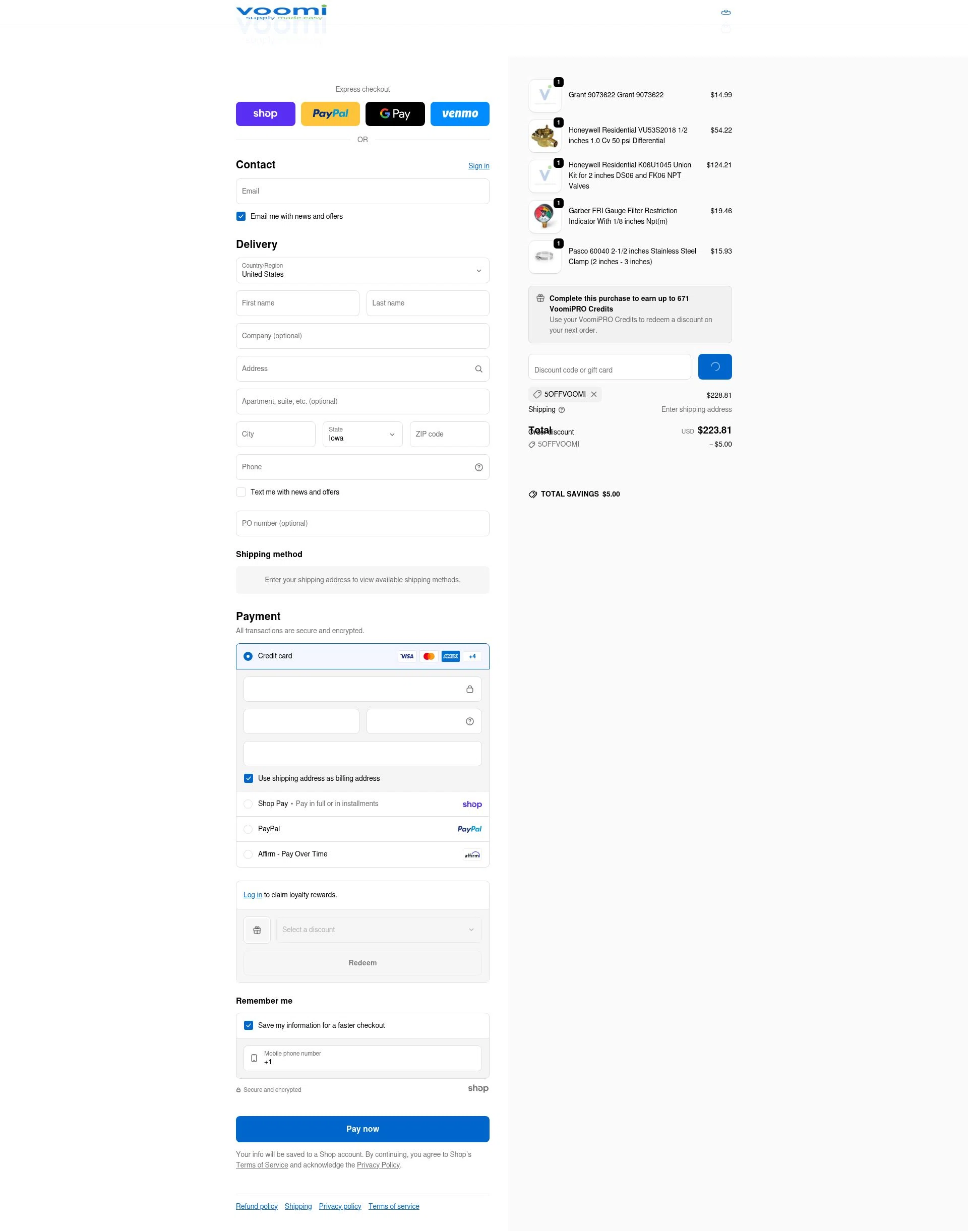 Voomi Supply checkout page showing Voomi Supply discount code box | Screenshot taken by SimplyCodes community member on Jan 26, 2026