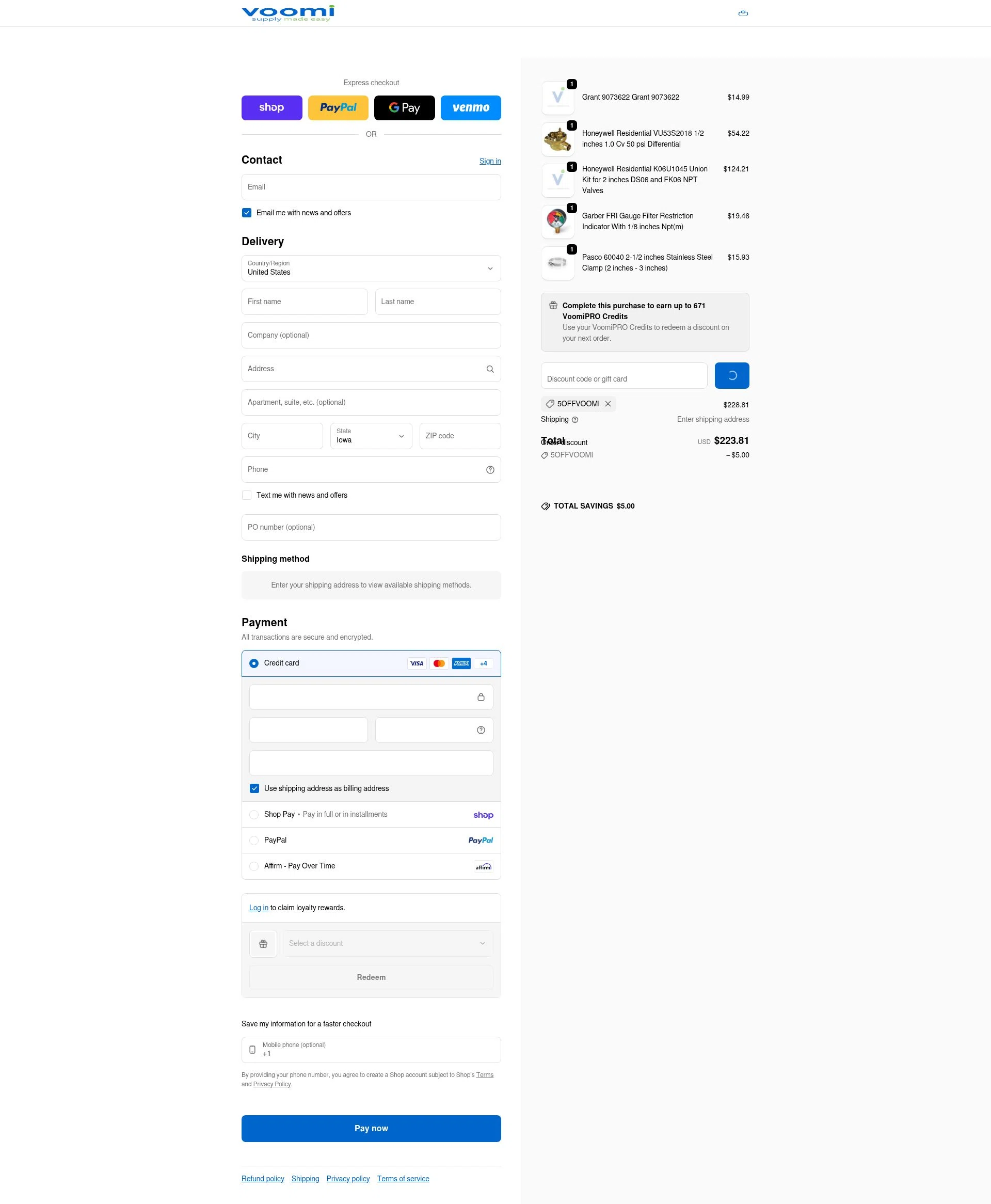 Voomi Supply checkout page showing Voomi Supply discount code box | Screenshot taken by SimplyCodes community member on Jan 31, 2026