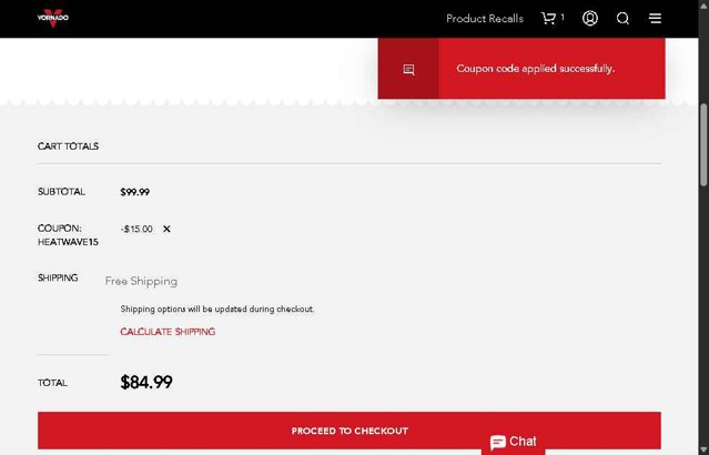 Vornado checkout page showing Vornado coupon code box | Screenshot taken by SimplyCodes community member on Aug 31, 2025