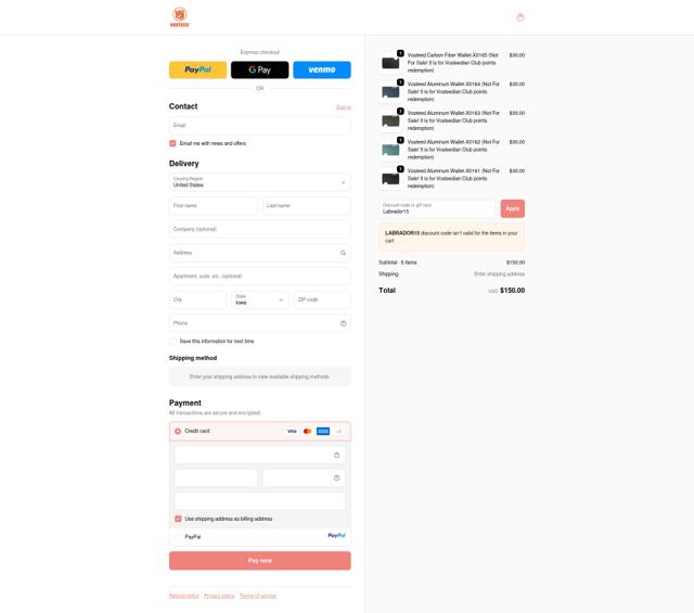Vosteed checkout page showing Vosteed discount code box | Screenshot taken by SimplyCodes community member on Sep 20, 2025