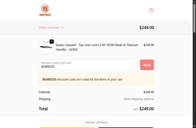 Vosteed checkout page showing Vosteed discount code box | Screenshot taken by SimplyCodes community member on Sep 19, 2025