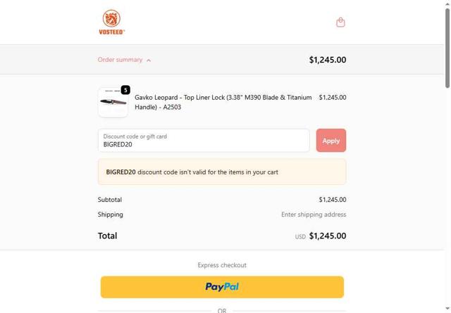 Vosteed checkout page showing Vosteed discount code box | Screenshot taken by SimplyCodes community member on Sep 19, 2025