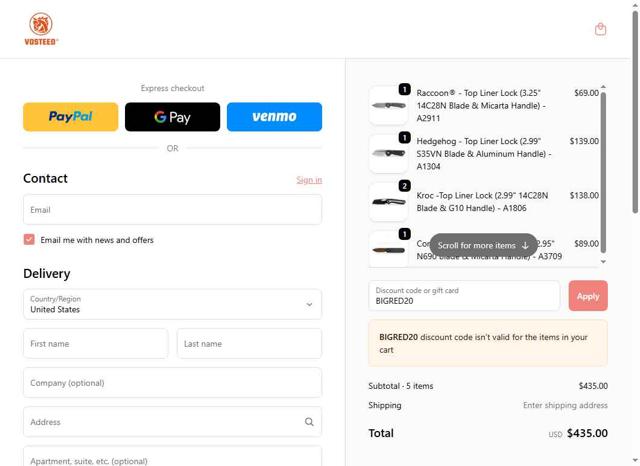 Vosteed checkout page showing Vosteed discount code box | Screenshot taken by SimplyCodes community member on Sep 19, 2025