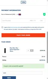VPM coupon verification screenshot