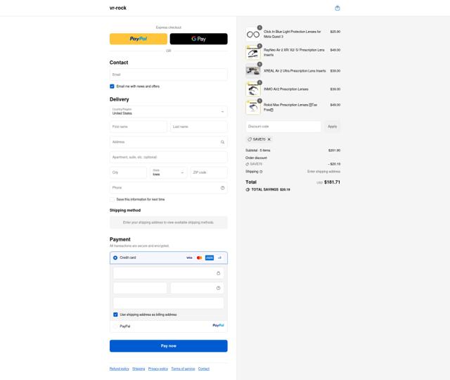 VR-ROCK checkout page showing VR-ROCK promo code box | Screenshot taken by SimplyCodes community member on Sep 13, 2025
