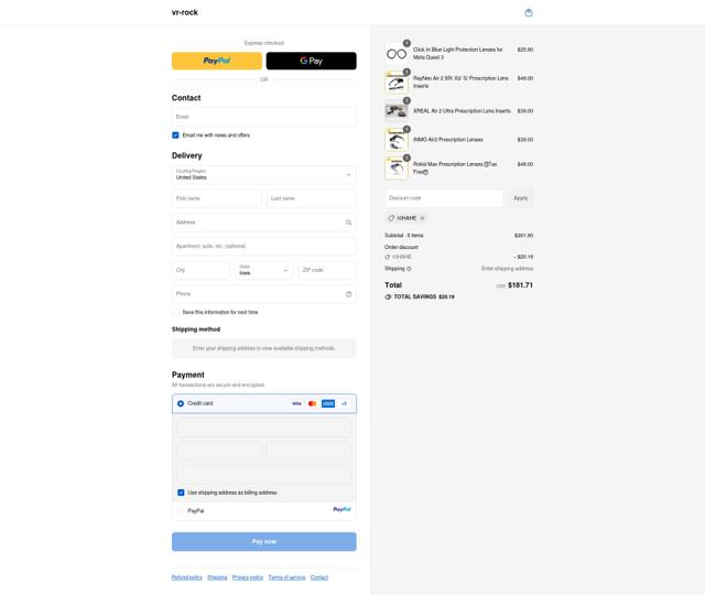 VR-ROCK checkout page showing VR-ROCK promo code box | Screenshot taken by SimplyCodes community member on Sep 13, 2025