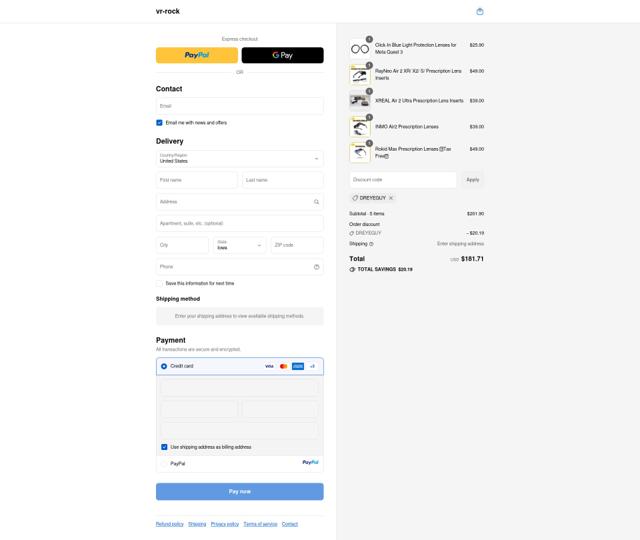 VR-ROCK checkout page showing VR-ROCK promo code box | Screenshot taken by SimplyCodes community member on Sep 13, 2025
