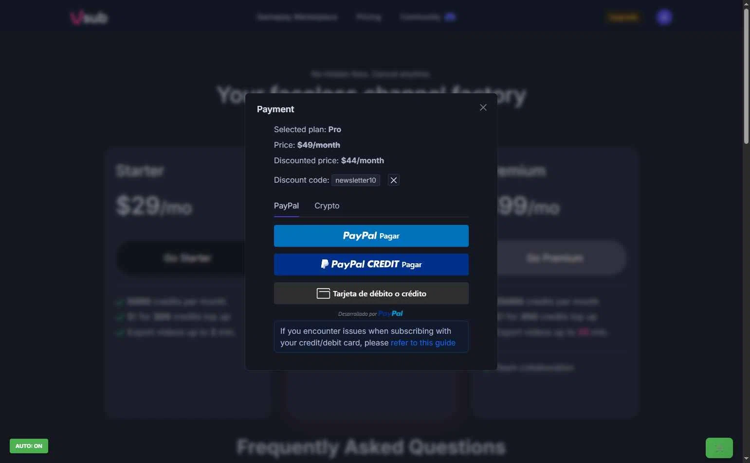 Vsub checkout page showing Vsub discount code box | Screenshot taken by SimplyCodes community member on Nov 30, 2025
