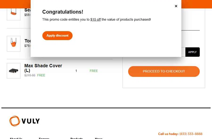 Vuly Play US checkout page showing Vuly Play US promo code box | Screenshot taken by SimplyCodes community member on Jul 28, 2025