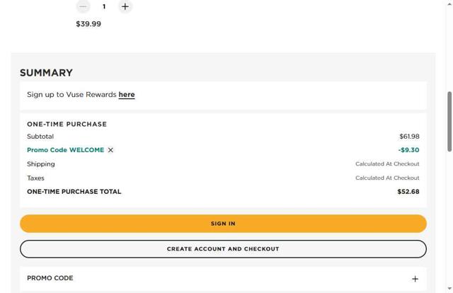 Vuse checkout page showing Vuse promo code box | Screenshot taken by SimplyCodes community member on Jul 26, 2025