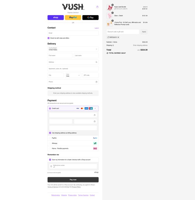 Vush Stimulation checkout page showing Vush Stimulation discount code box | Screenshot taken by SimplyCodes community member on Aug 31, 2025