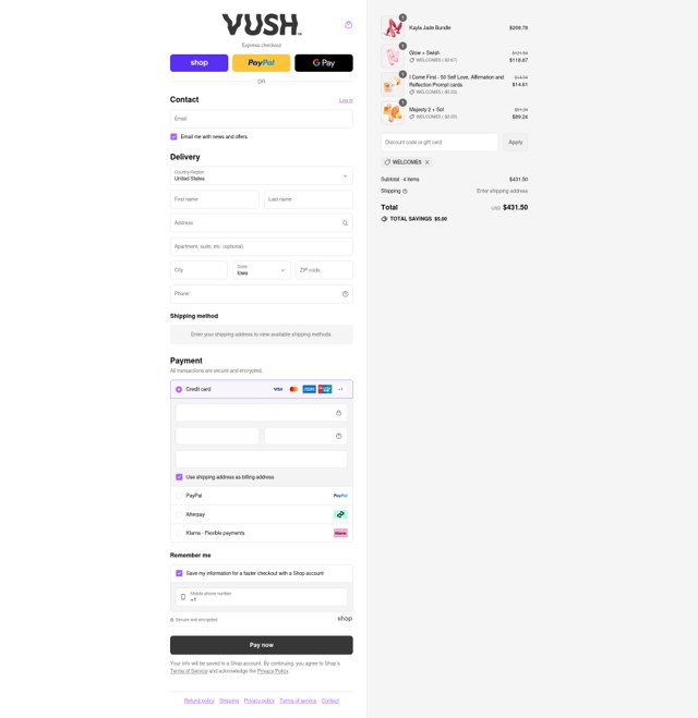Vush Stimulation checkout page showing Vush Stimulation discount code box | Screenshot taken by SimplyCodes community member on Sep 5, 2025