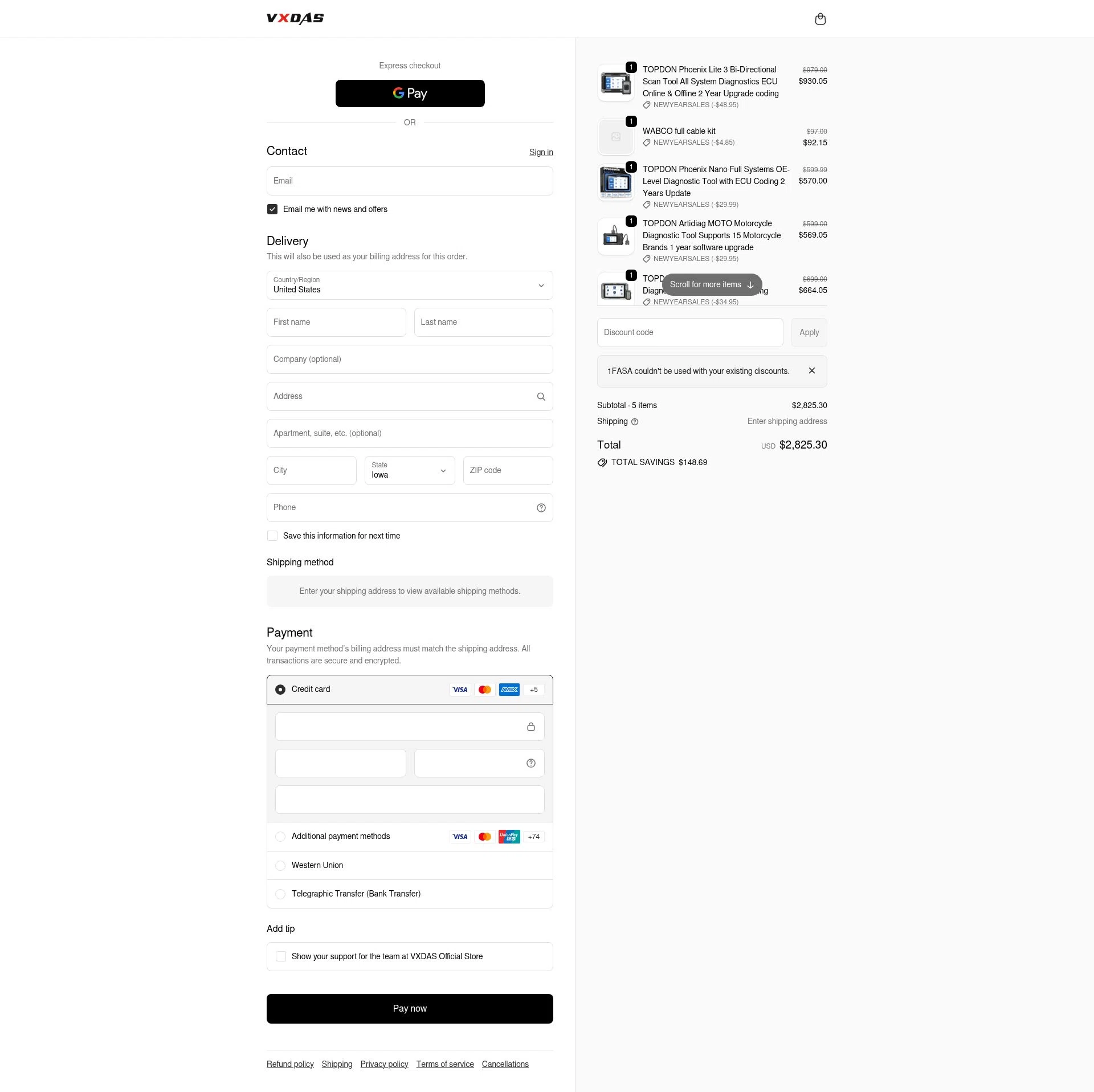 VXDAS checkout page showing VXDAS promo code box | Screenshot taken by SimplyCodes community member on Feb 11, 2026