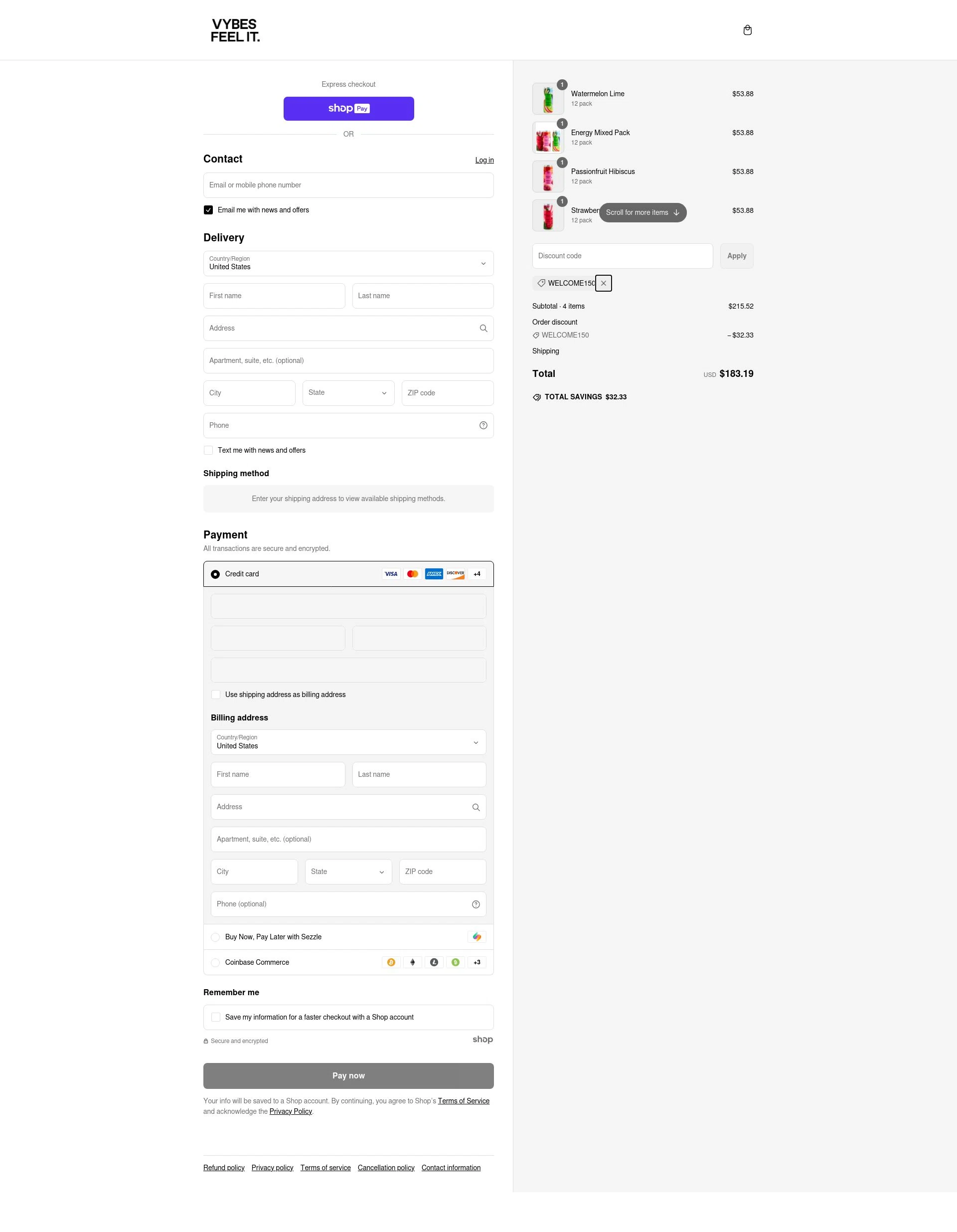 Vybes checkout page showing Vybes promo code box | Screenshot taken by SimplyCodes community member on Mar 11, 2025