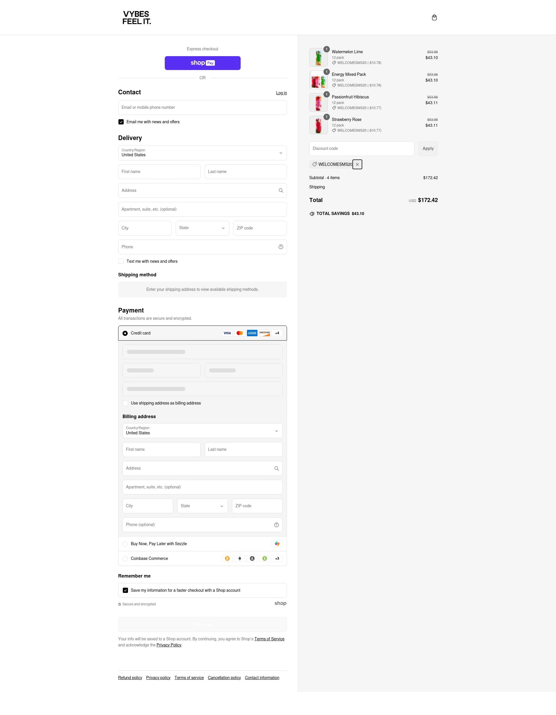 Vybes checkout page showing Vybes promo code box | Screenshot taken by SimplyCodes community member on Mar 11, 2025