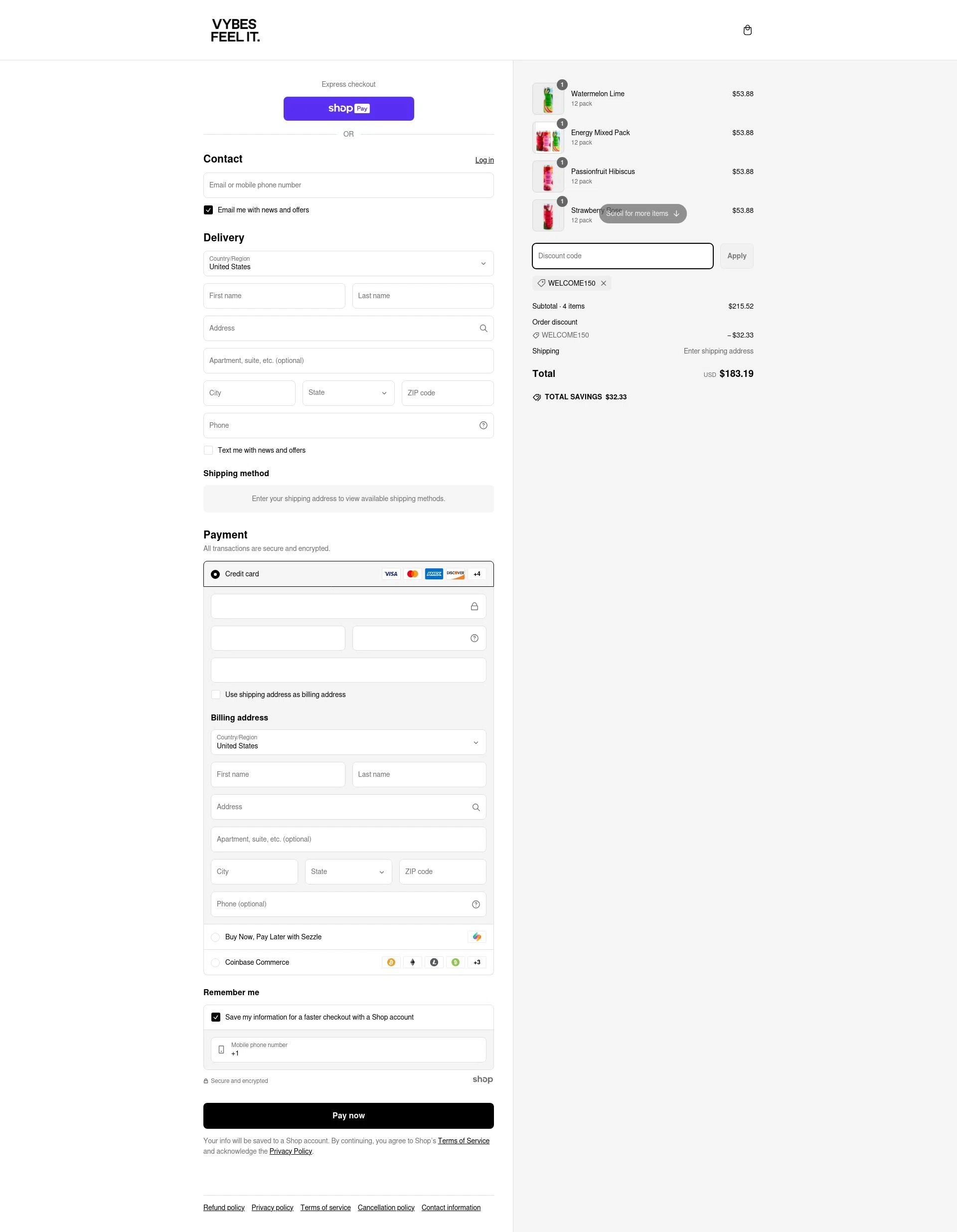 Vybes checkout page showing Vybes promo code box | Screenshot taken by SimplyCodes community member on Mar 10, 2025