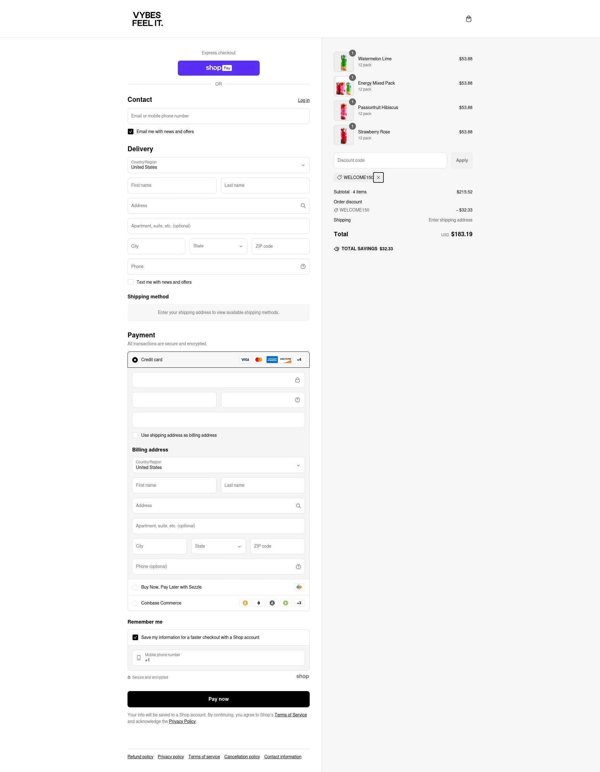 Vybes checkout page showing Vybes promo code box | Screenshot taken by SimplyCodes community member on Mar 12, 2025