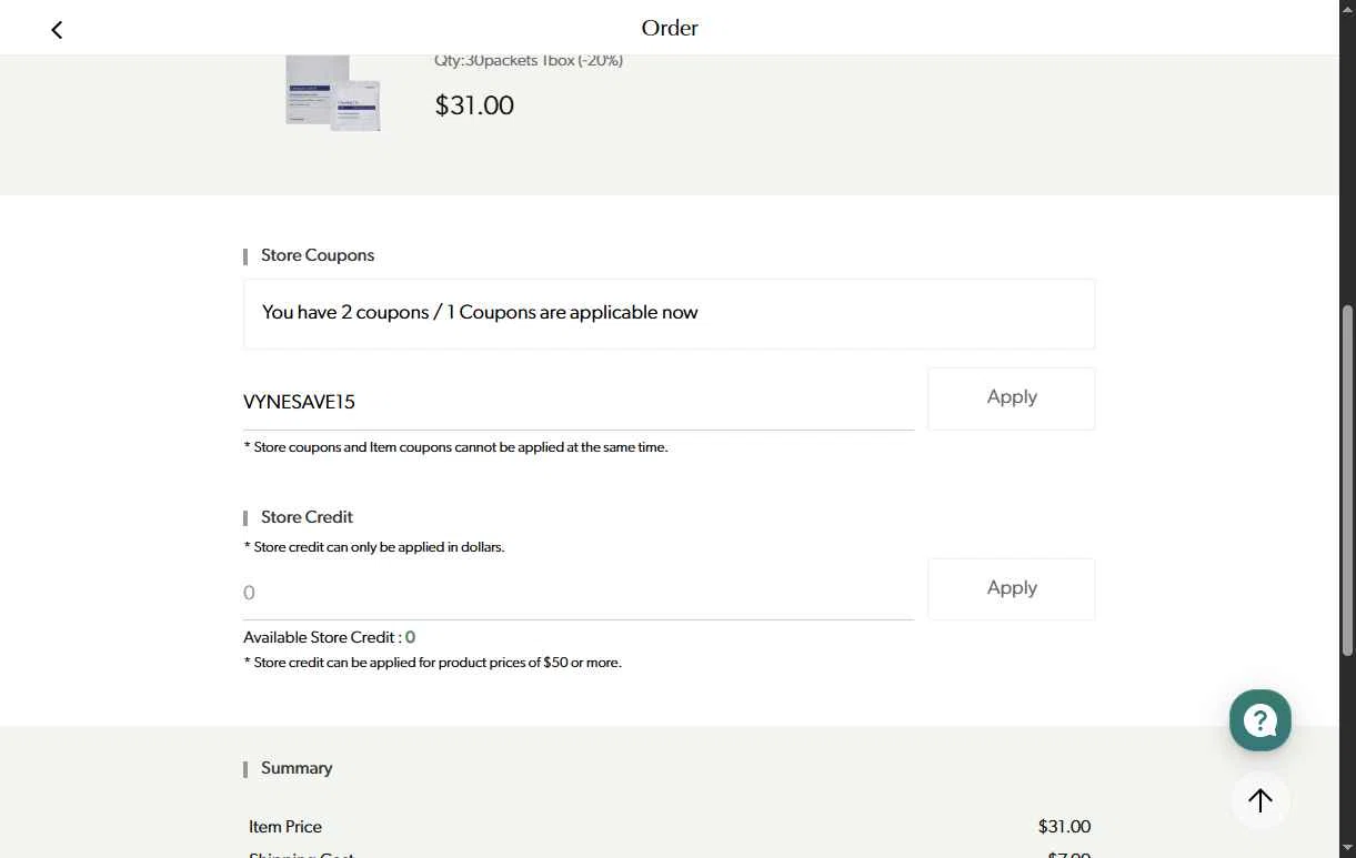 Vyneherb checkout page showing Vyneherb promo code box | Screenshot taken by SimplyCodes community member on Jun 12, 2025
