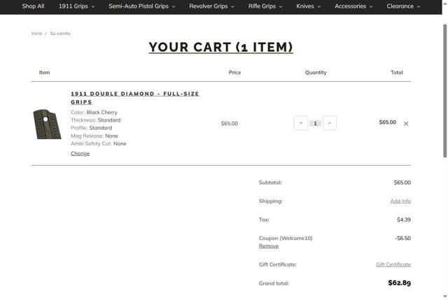 Vz Grips checkout page showing Vz Grips coupon code box | Screenshot taken by SimplyCodes community member on Jul 2, 2025